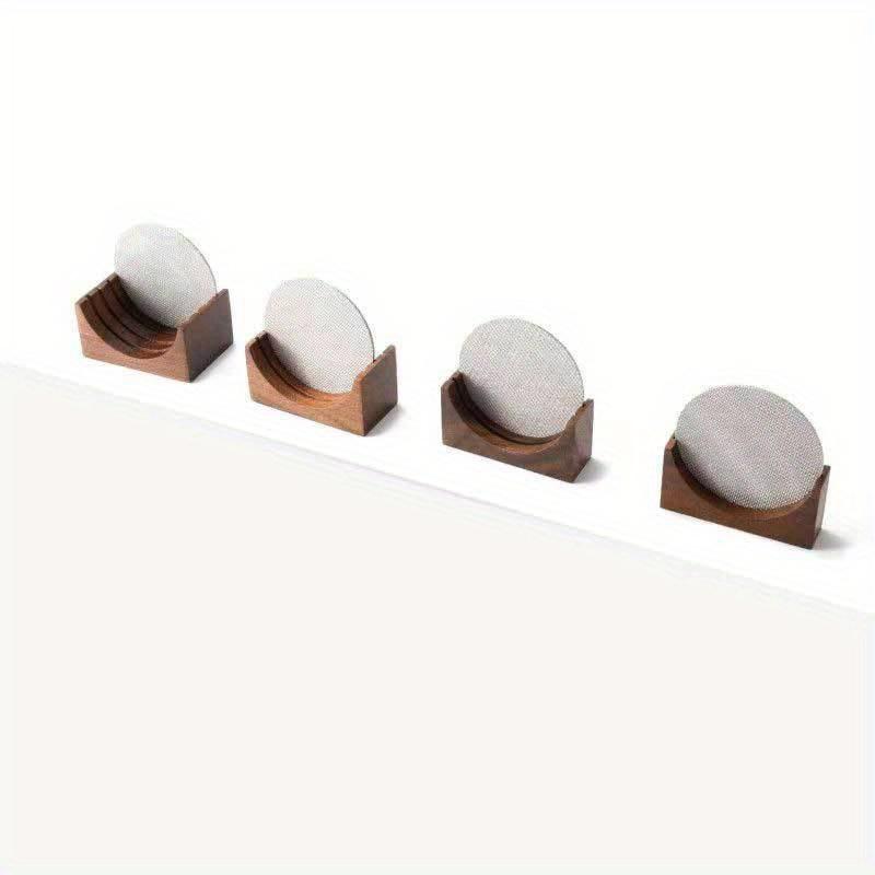 Espresso Coffee Puck Screen Stand, Reusable Wooden Walnut Stand for 51/53/58mm Espresso Portafilter Puck Screen