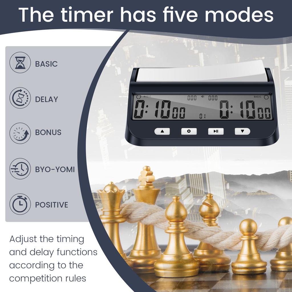 Professional Chess Clock Digital Timer Multipurpose Portable Chess Timer Game Timer Chess Competition Game Stopwatch Delay Bonus