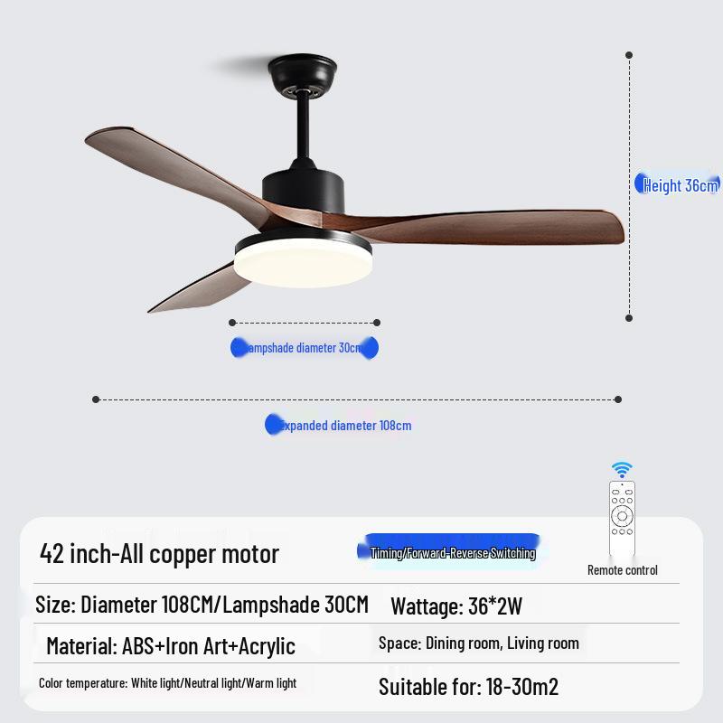 Nordic Industrial-Style Silent Ceiling Fan Chandelier for Home or Commercial Use