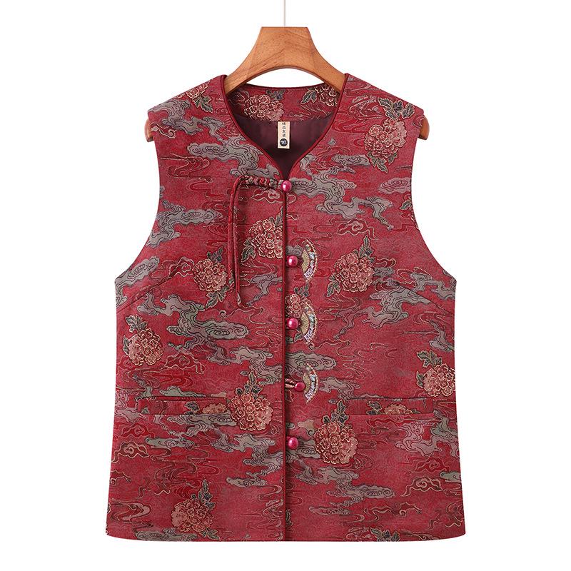 Chinese Style Cardigan Vest for Seniors – Lightweight, Plus Size Shawl Jacket