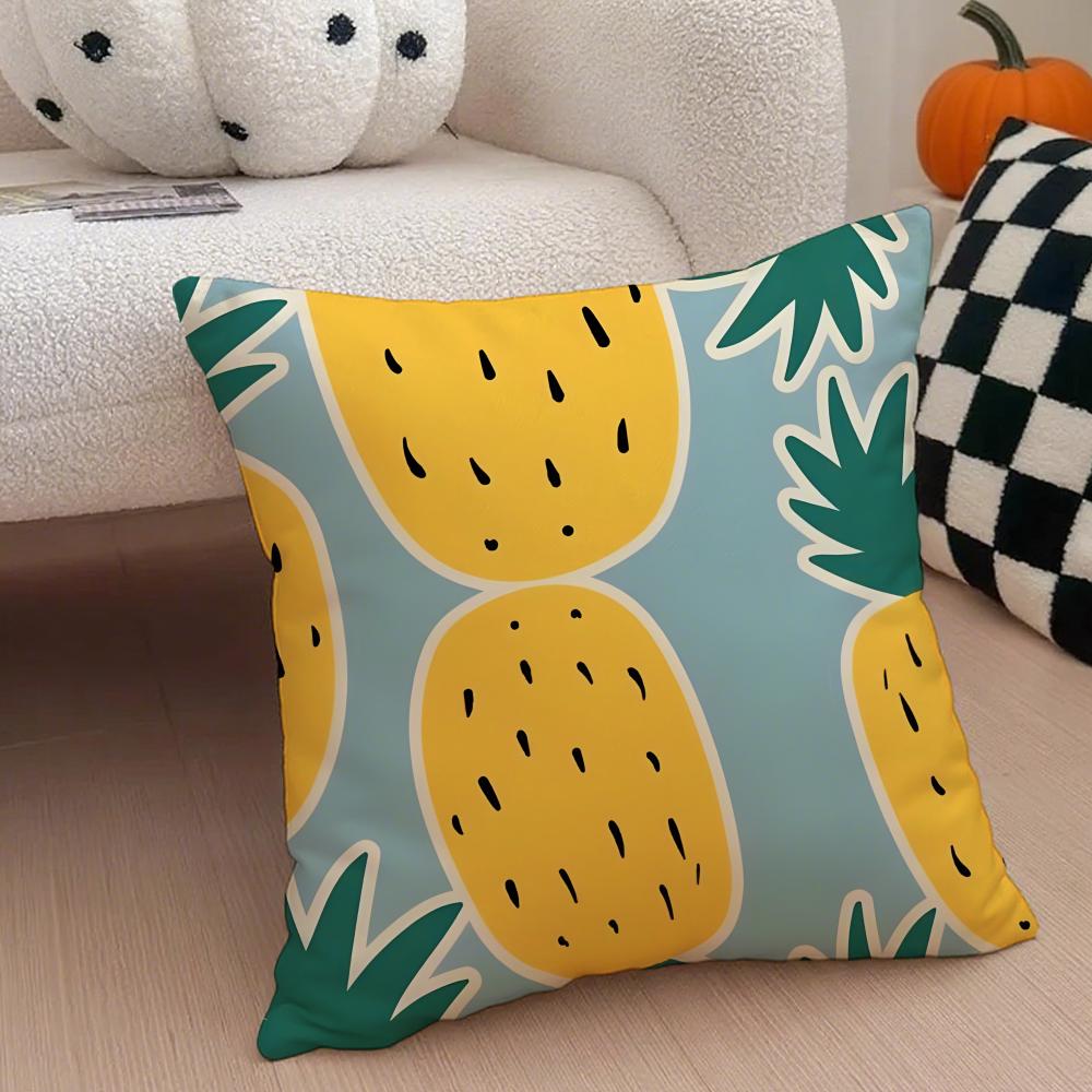 Handdrawn pineapple Cushion Cover Throw Pillow Cover Hidden Button Durable Polyester Chair Cushion