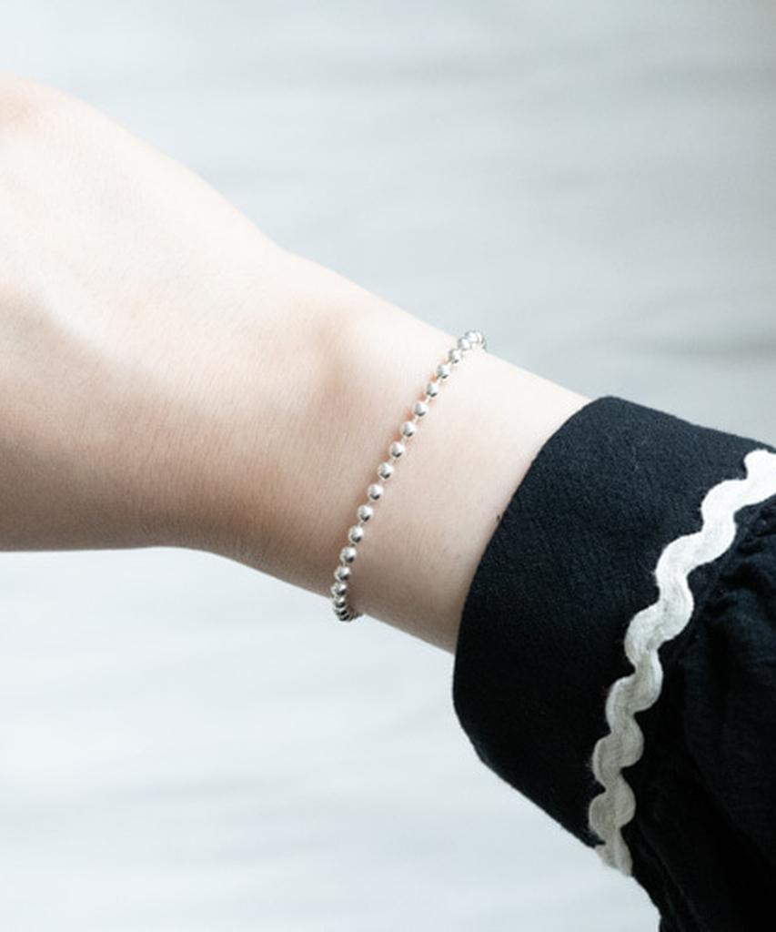 Alleun Silver 925 Ball Chain Long Bold Bracelet (Type B)