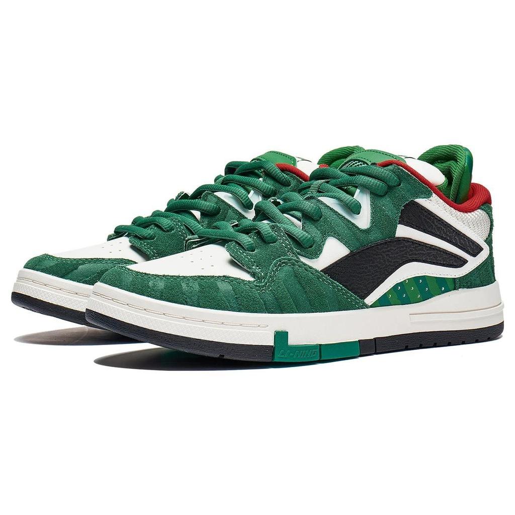 Li Ning Wave Pro Slip Resistant Abrasion Resistant Low top Skateboard Shoes Women's Green Black Red AECT010-1