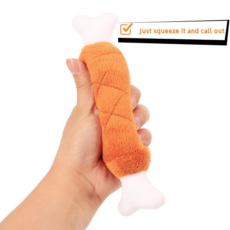 Soft Plush Squeaky Chicken Leg Chew Toy Durable Teething Toy for Small Medium Dogs Boredom Relief Puppy Playtime Accessory