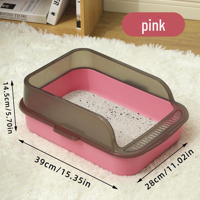 Large Semi-Enclosed Cat Litter Box with Anti-Splash Design and Shovel