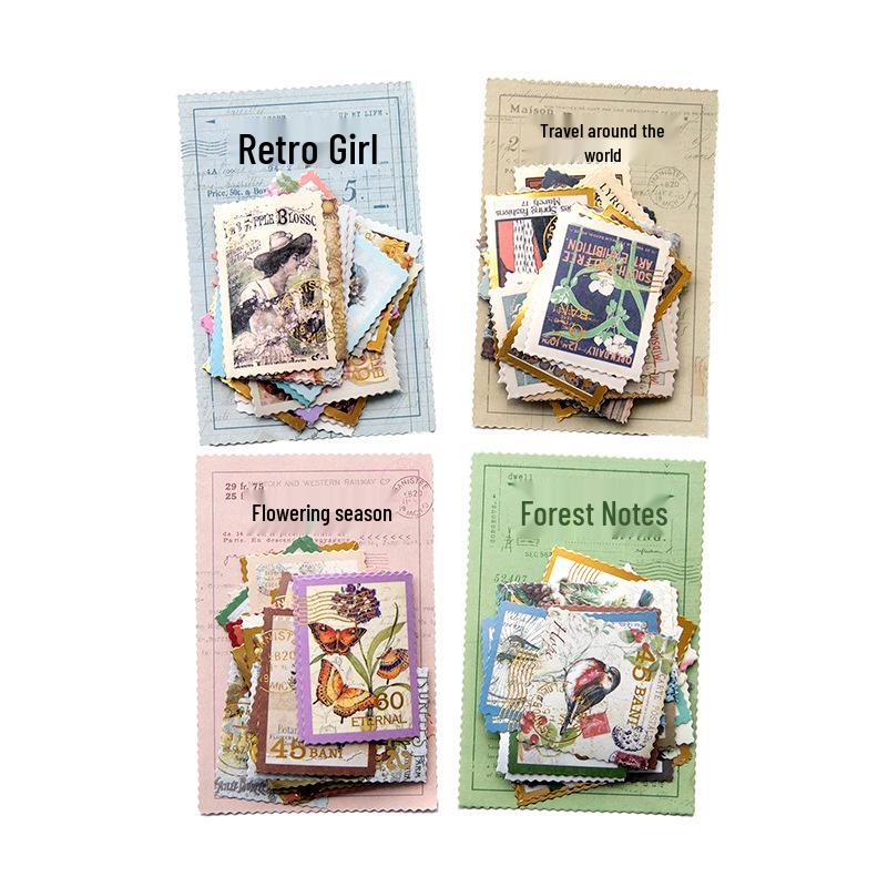 Yan Ji Gold Foil Sticker Pack: Vintage Letter Series for Journal Decoration and DIY Collage, 4 Styles