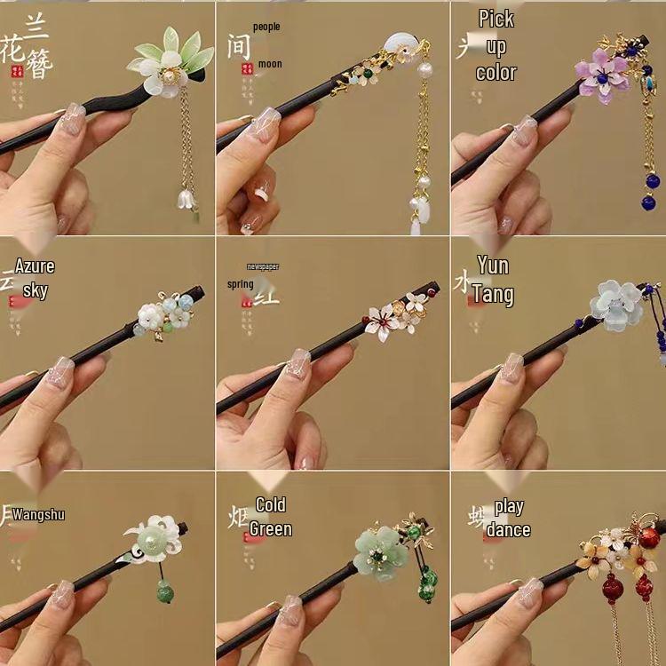 Grampo de Cabelo com Borla de Sândalo de Alta Qualidade para Penteados Updo de Hanfu Cheongsam