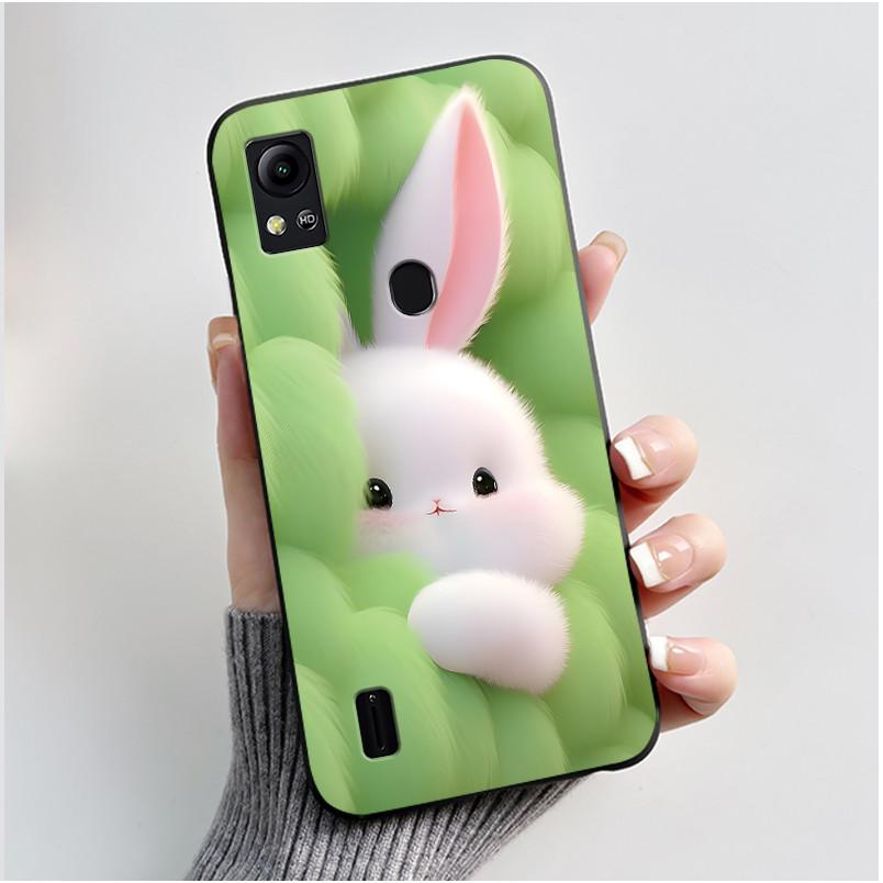 For Cricket Icon 5 Case AT&T Motivate 4 (SL112A/SL112C) Back Cover Luxury Cute Love Rabbit Funny Black Soft Silicone Phone Case