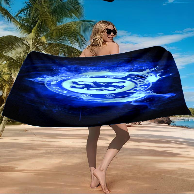 Asciugamano da Spiaggia con Logo Blu del Chelsea Football Club, Asciugamano da Spiaggia in Microfibra, Leggero e Asciugatura Rapida, per Viaggi Estivi, Piscina, Regalo di Compleanno per Fan