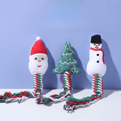 Suprimentos de Natal para Animais de Estimação Brinquedos de Mordida Cordas para Dentar e Limpar Brinquedos de Corda de Algodão com Nós Brinquedos de Entretenimento e Interativos para Cães