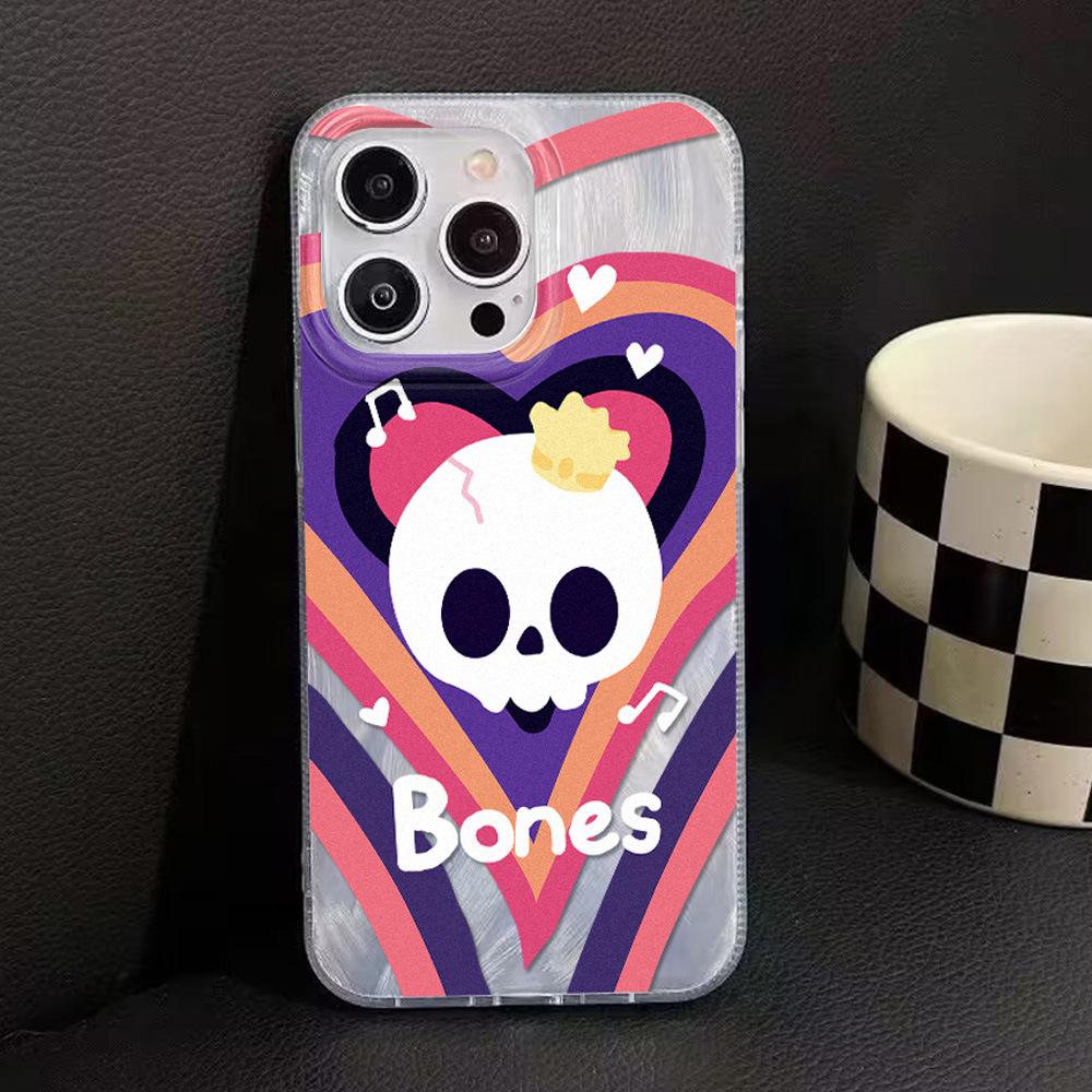 

iPhone 17 Pro Max Halloween Skeleton Feather Yarn Phone Case, Large Hole Design iPhone 13 Pro