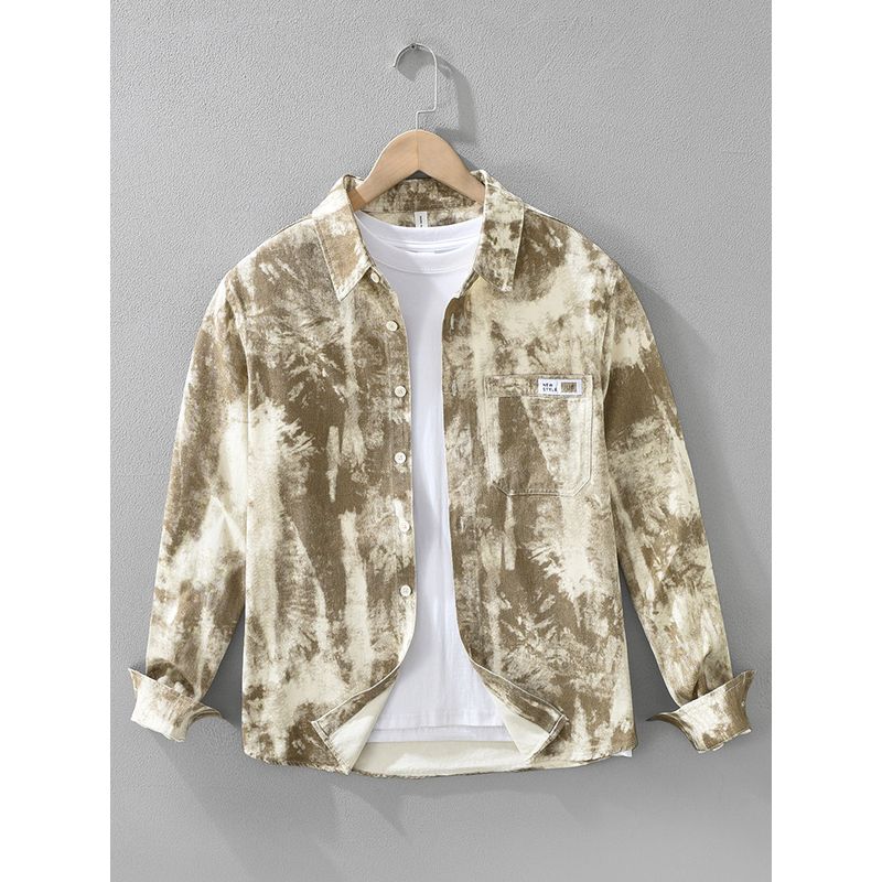 Spring Japan fashion Trendy Gradient over Print Long sleeve Shirts Men's Clothing Hong Kong Style Casual Loose Shirt Outerwear New