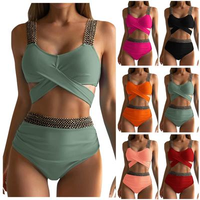 Women's Swimwear 2 Pieces High Waist Padded Bikini Push Up Bikini Sets Two Piece Backless Swimsuit