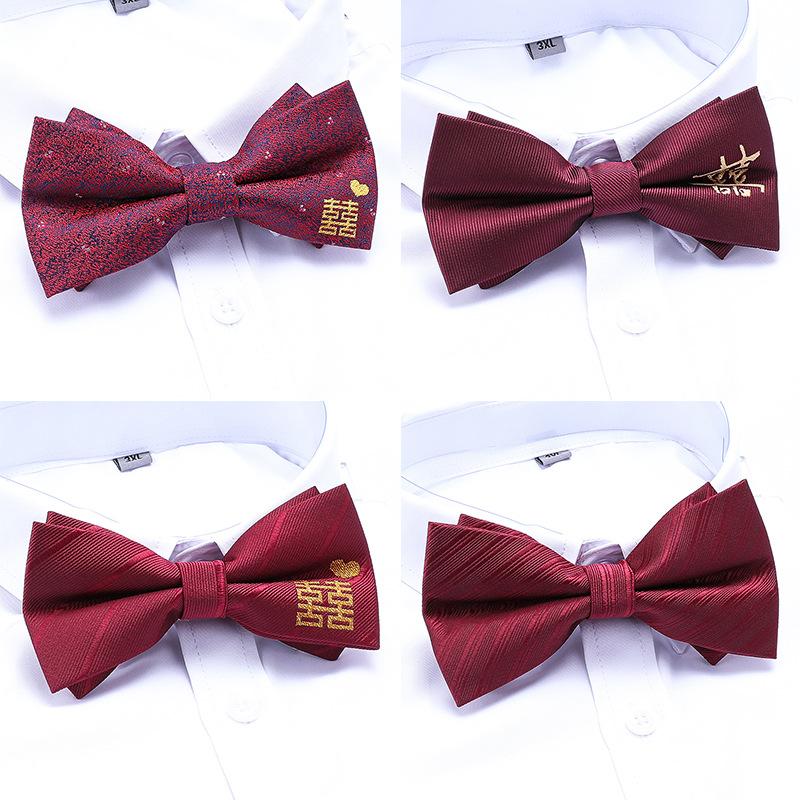 Men'S Double Synchronized Fabric Bow Tie Groom Best Man Banquet Wedding British Korean Edition Tide Bow Women