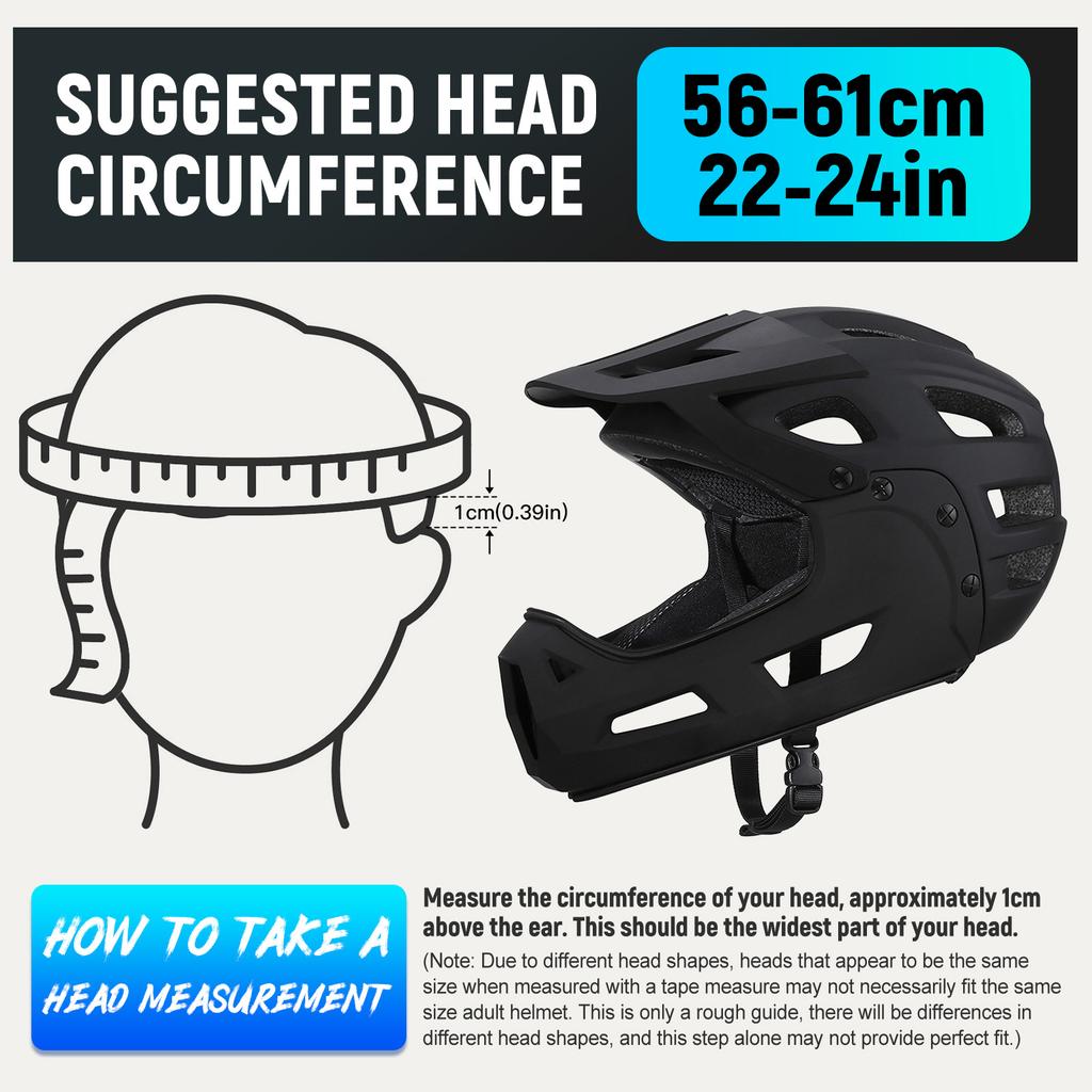 Full Face Cykelhjälm Vuxen Cykelhjälm med Avtagbart Hakskydd och Visir för Mountainbike