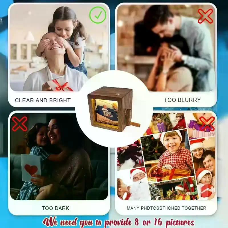 Decorative Photo Frame with Hand-Powered Flip Option, 8/16 Photo Capacity, Luminescent, Simple to Attach