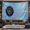 Manchester City Personalized Tapestry Support Custom Name, Wall Art Home Decoration