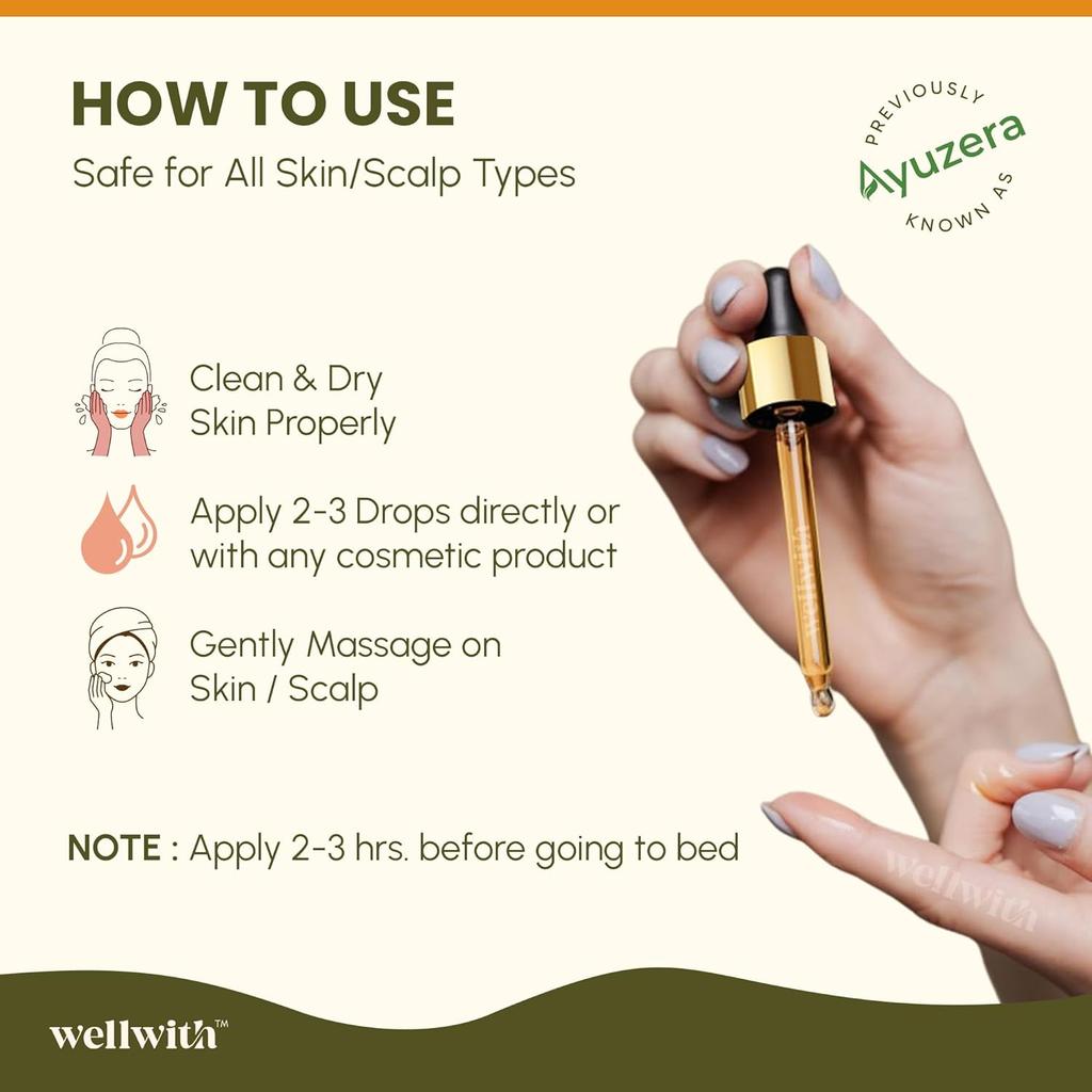 Wellwith (Ayuzera) Sea Buckthorn Berry Oil 10ml Face Hair Serum Nourishing Anti-Aging Omega 3 6 7 9 For Glowing Radiant Skin