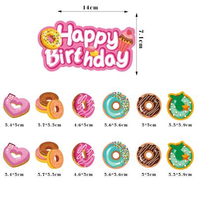 Banner Feliz Cumpleaños de Donas Topper para Tarta de Donas Decoración de Fiesta Bandera Colorida Fiesta de Cumpleaños Infantil Decoraciones de Bandera de Tirar Bebé