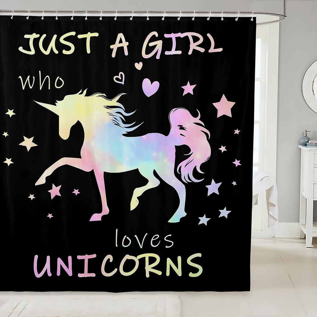 Unicorn Shower Curtain,Purple Galaxy Shower Curtains,Fantasy Starry Sky Pattern Bath Curtain for Bathroom Showers Girls Bathtub