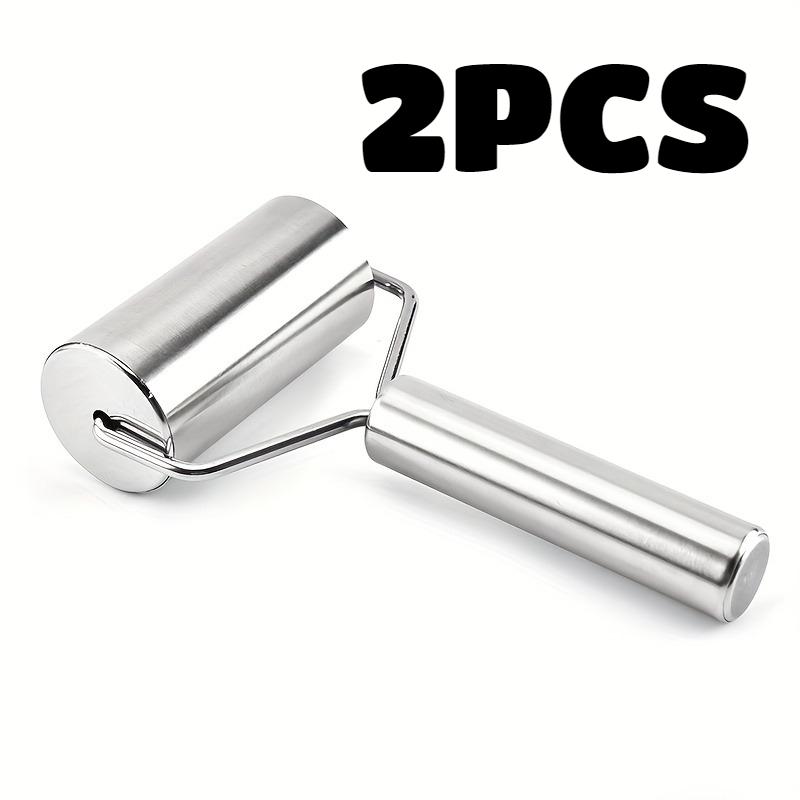 2pc Rolling Pin Stainless Steel Non Stick Smooth Dough Pastry Roller for Baking Pizza Pie Pastries Pasta Cookie Home Baking Tool