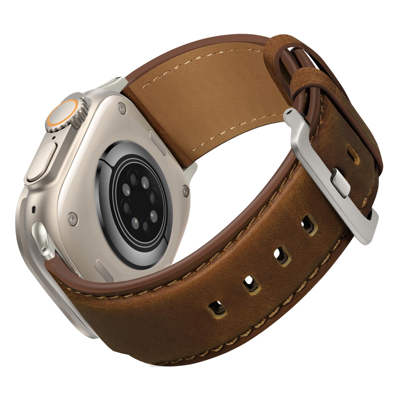 

Watch Band for Apple Watch Ultra 3 2 1 49mm/Series 11 10 46mm/9 8 7 45mm/SE3 SE2 SE 6 5 4 44mm/3 2 1 42mm Genuine Cow Leather Strap E