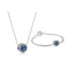 Necklace Heart of the Ocean Blue Sparkling Intoxicating Moon Night Beaded Snake Chain Bracelet Set 925 Silver Synthetic Cubic ZT0139+HZYT0018
