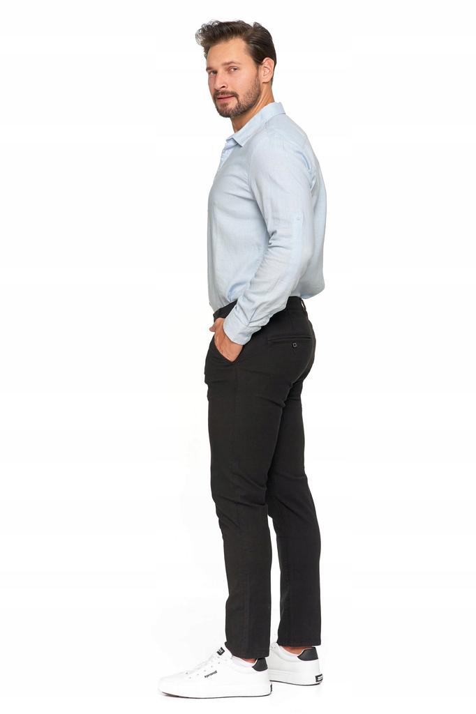 Men's Cotton Pants Classic Chinos Pockets Elegant MORAJ 31 BLACK