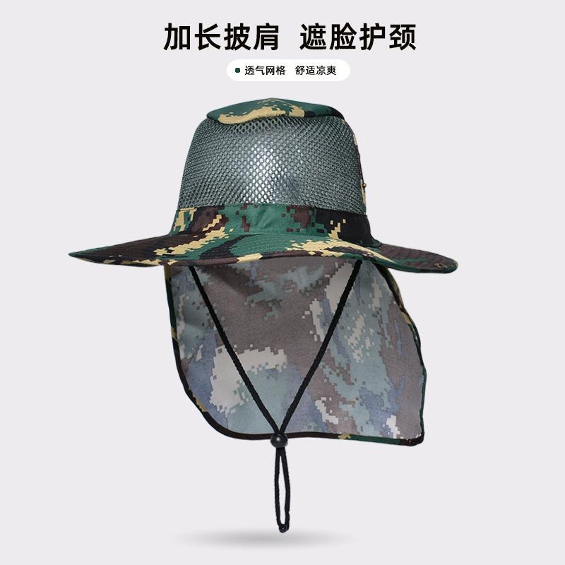 9227 new outdoor mountaineering fishing hat summer men's sunscreen visor hat big brim shawl bucket hat