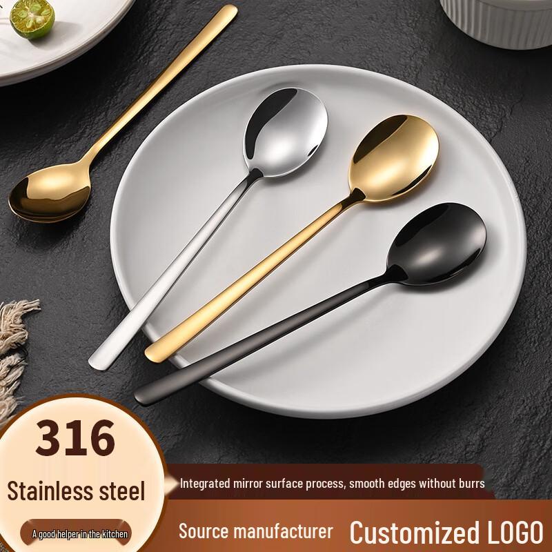 Korean Style Stainless Steel Long-Handle Serving Spoon and Utensil Series