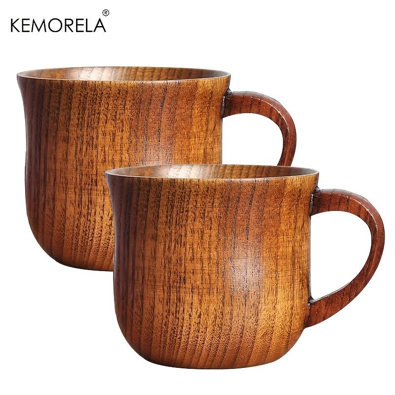 KEMORELA Wooden Coffee Mugs Set Vintage Jujube Tea Design 1/2pcs Reusable Drinkware for Water Wine Beer Espresso