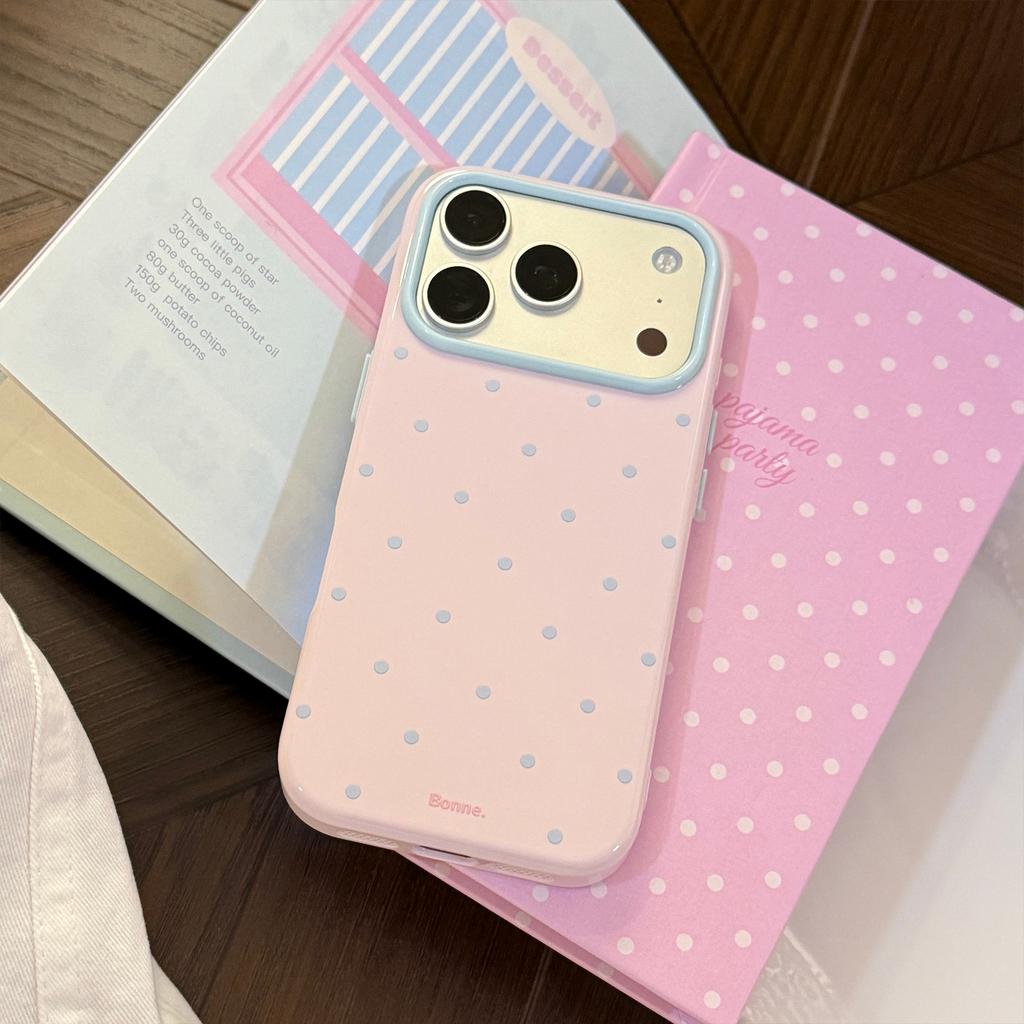 ins wind contrasting color polka dots Apple 17 mobile phone case iphone16pro anti-drop 15 Macaron 14 soft cover 13 applicable