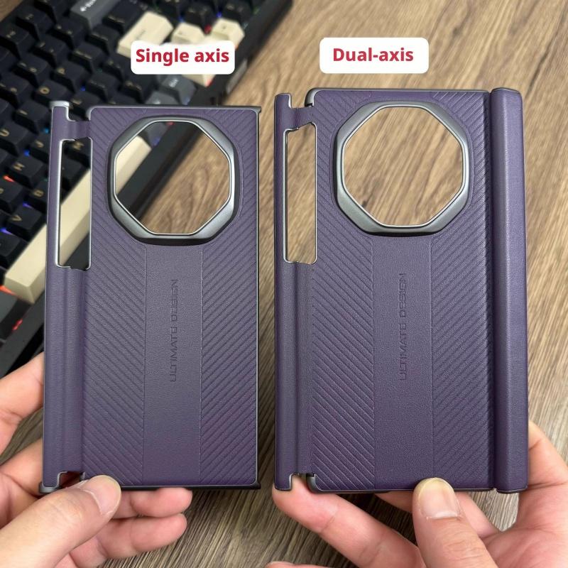 For Huawei Mate XT and XTs Ultimate Plain Leather Case Double Axis Hinge Protection Magnetic Protection Cover