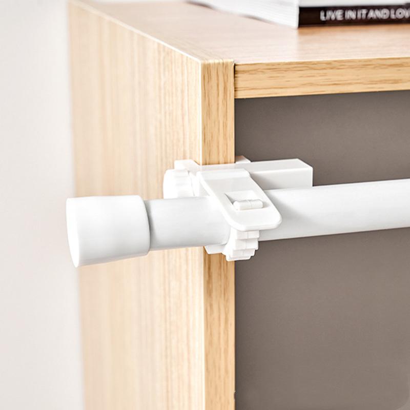 Adjustable Curtain Rod Holder Clip No-Drill Wall Mount Plastic Hook for Curtain or Shower Rods, 2 Pack