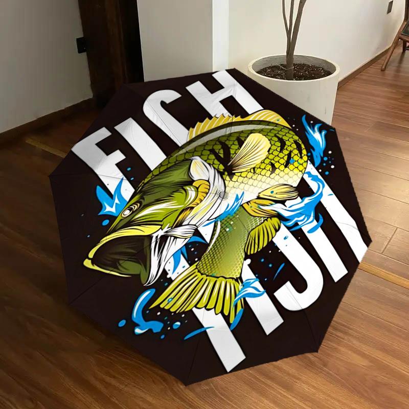 

Fish Theme Auto Open Close Umbrella - Portable Folding Design with 8-Bone Iron Frame, Perfect for Outdoor Use, Festive Gifts, Travel, Daily