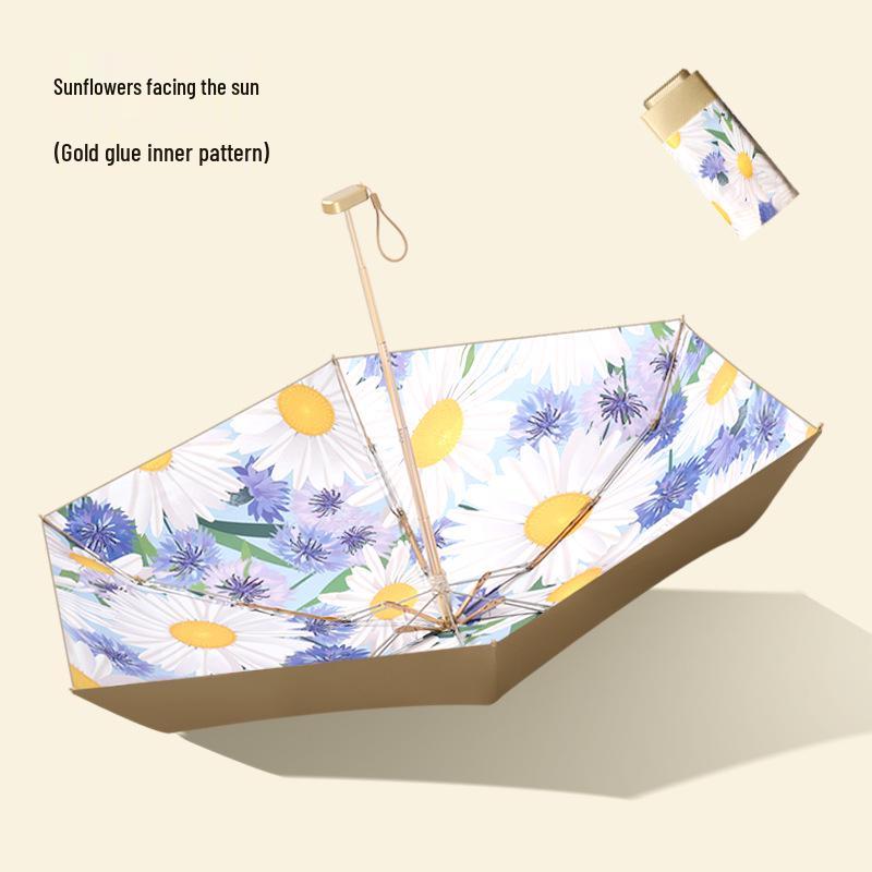 Compact UV Protection Mini Umbrella: Sun and Rain Shield for Students
