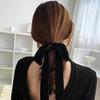 Elegant Velvet Hair Tie with Bow, Vintage Solid Color High Elasticity Hair Ring, Fashionable Leather Band Headband for Women