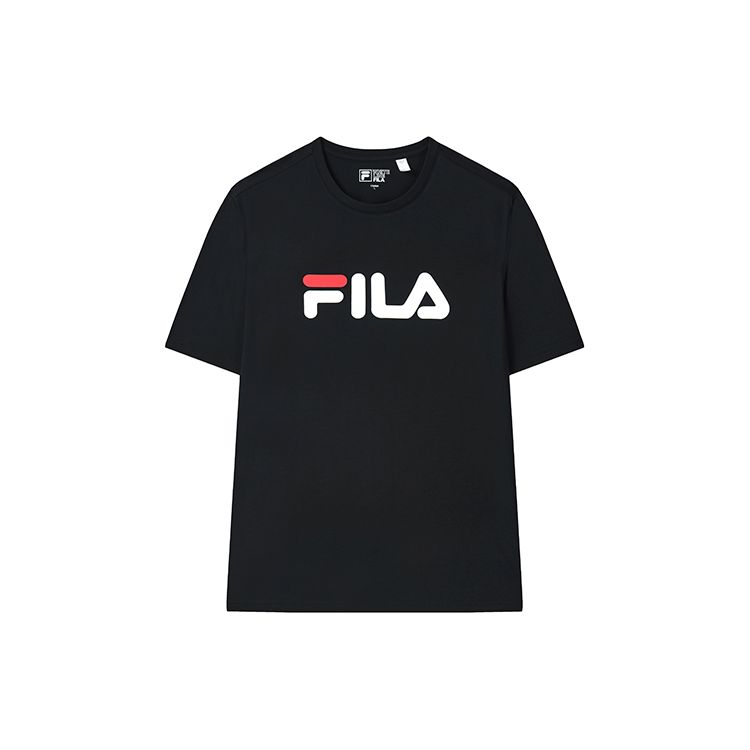 

Fila Осень 2023, новая классическая простая шелковая футболка с принтом из мягкого хлопка с короткими рукавами, топы унисекс, агатово-черный F51U338199BBK
