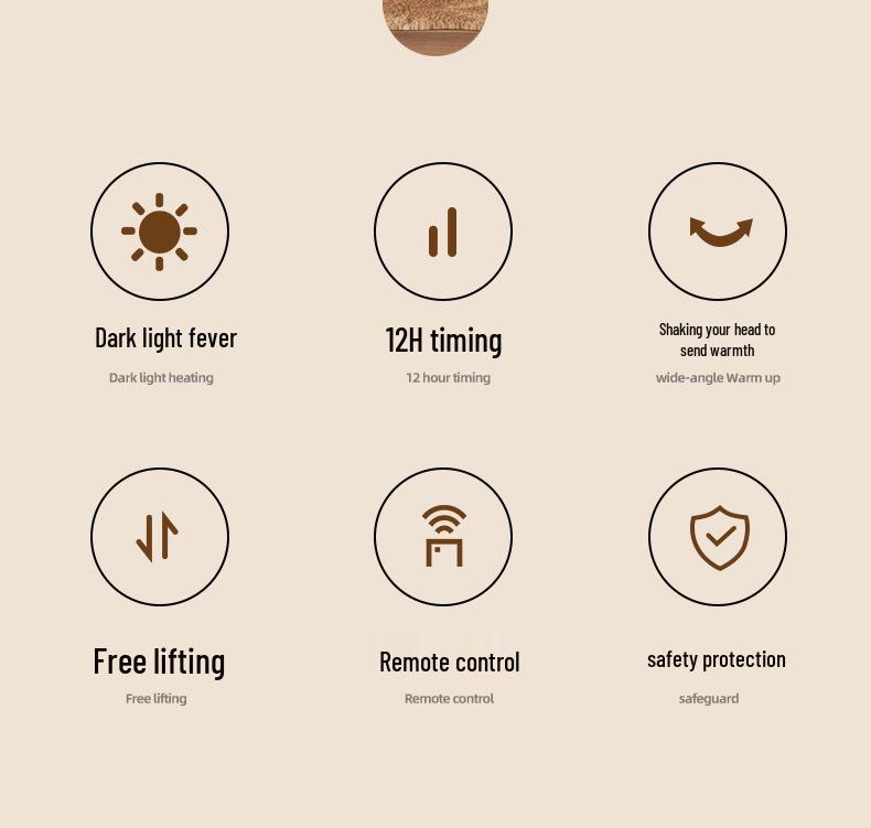 Ronshen Energy-Saving Mini Sun Electric Heater Fan - Quick Heat & Low Light