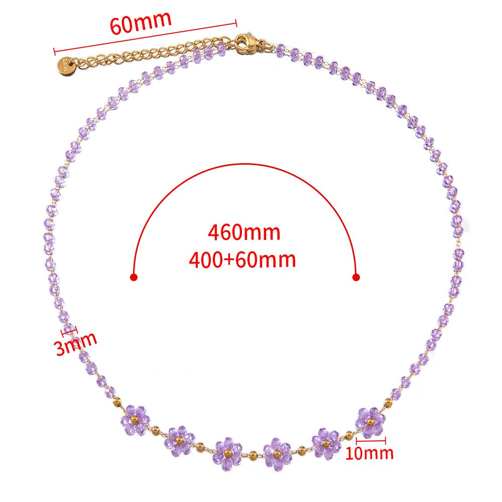 1pcs Stainless Steel Crystal Flower Beaded Chains Lobster Clasps Braid Bracelet Necklace for Women DIY Jewelry Making Wholesale