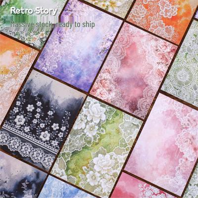 Retro Story Lace Adhesive Paper, 32 Sheets, 6 Styles - Artistic Decoration for Bullet Journals