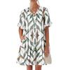 Womens Summer Dress Short Sleeve V Neck Short Dresses Fashion Casual Flowy Boho Ruffle A Line Swing Sundress With Pockets