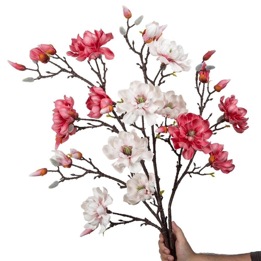 Real Touch Artificial Magnolia Flowers Branch Pink Plastic Fake Flower  Indoor Decoration