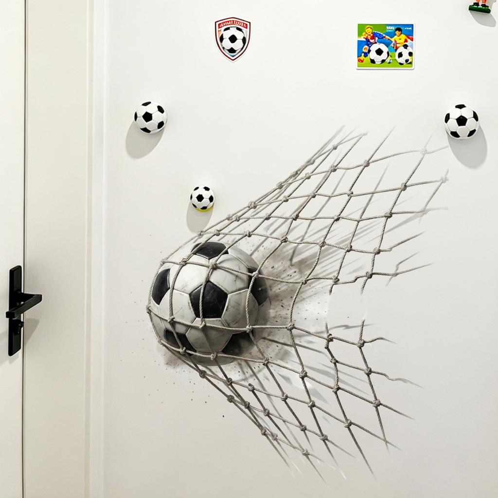 Realistischer Fußball im Netz Wandaufkleber für Schlafsaal Spielzimmer Heimdekoration Abnehmbarer Vinyl-Aufkleber für Wände und Oberflächen