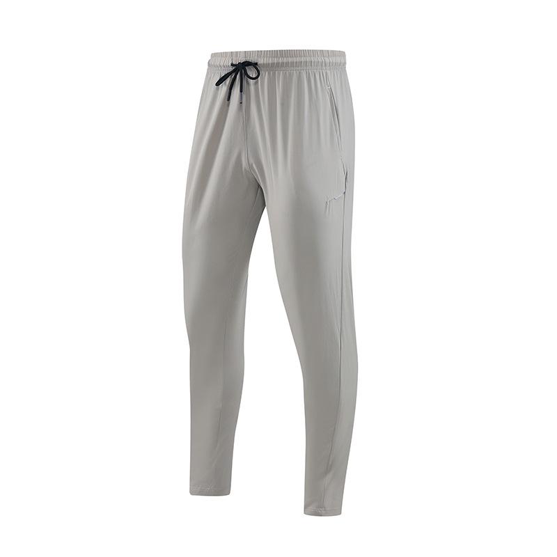 

Мужские быстросохнущие нейлоновые брюки из ледяного шелка - Летние тонкие, свободные, однотонные, фитнес-девятиточки, повседневные спортивные брюки для бега XL светло-серый