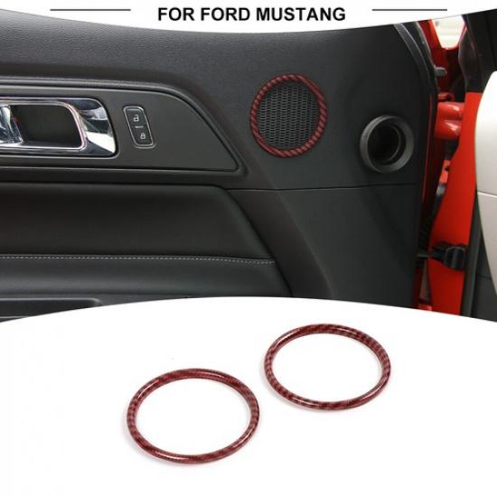 

Red Carbon Fiber 2x Door Midrange Speaker Horn Trim Cover for Ford Mustang 2015+