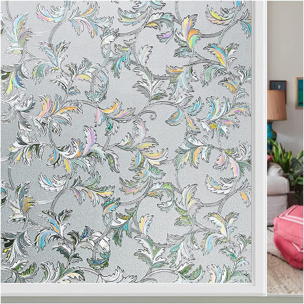 Regenbogen-Fensterfolie, Sichtschutz, Buntglas, nicht klebend, 3D, statisch haftend, entfernbarer, dekorativer Vinyl-Aufkleber, Anti-UV, für Zuhause