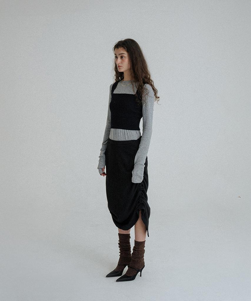 Sunday Fruits Market String Sweat Skirt Black