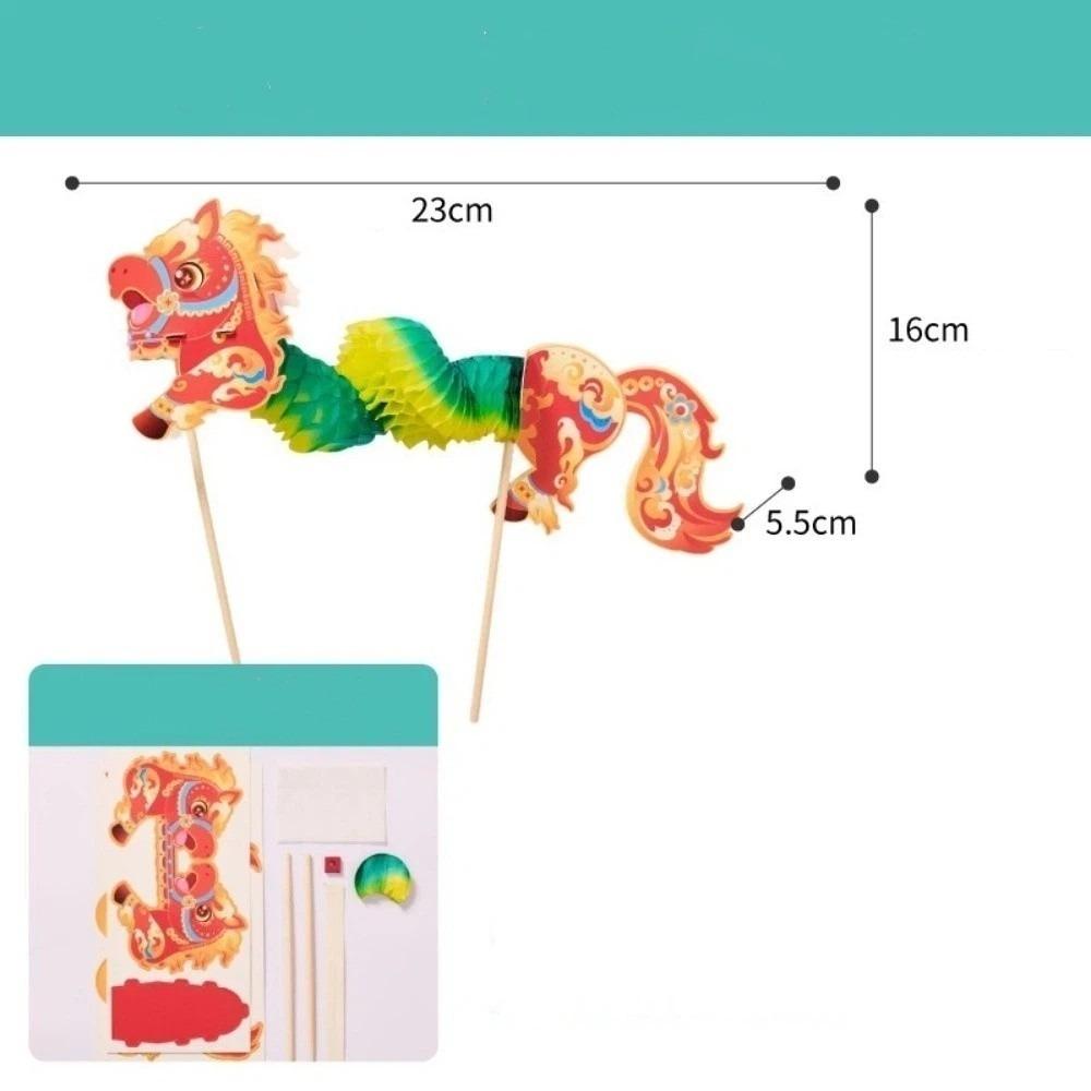 Paper Dragon Dance Props Diy Material Set Honeycomb Paper Horse Dance Props Cartoon Pattern Handmade Paper Crafts New Year Eve