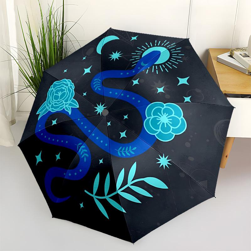 1pc Snake Flowers Automatic Open/Close Umbrella, Portable Folding Umbrella for Travel, Themed Events, It is suitable as a gift for various festivals,